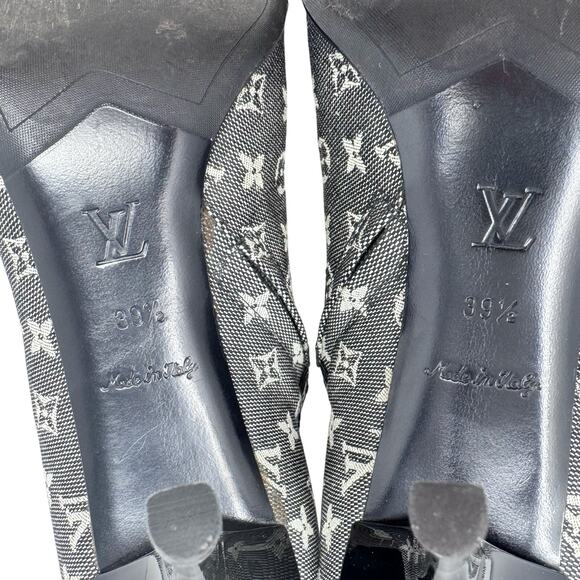 Louis Vuitton Gray Canvas Logo Ankle Boots with Buckles and Pointed Toes EU 39.5 - Picture 10 of 13